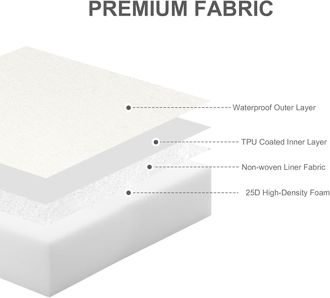 Aoodor Patio Chair Cushions Set of 4, 24 x 24 x 4 Inch Water Resistant Outdoor Seat Cushions with Handle and Ties, Square Corner Cushions for Patio Furniture Garden Lawn, Ivory