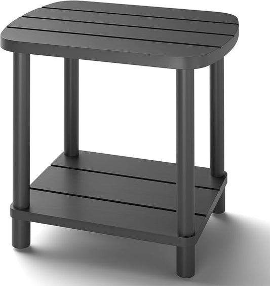 LEJANEOYE Outdoor Coffee Table, 2-Tier Adirondack Outdoor Side Table Weather Resistant, Patio End Table for Pool, Porch, Backyard.