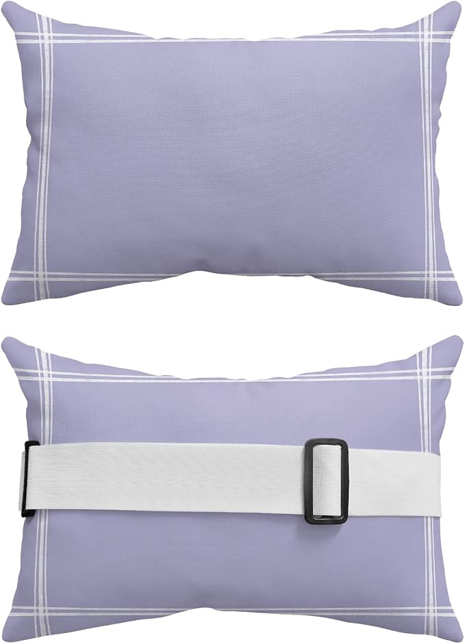 Outdoor Pillows Covers with Inserts Solid Color Medium Purple Waterproof Recliner Pillow with Adjustable Strap Throw Pillows for Patio Furniture Pool Lounge Chair, 11x16 inch, 1PCS