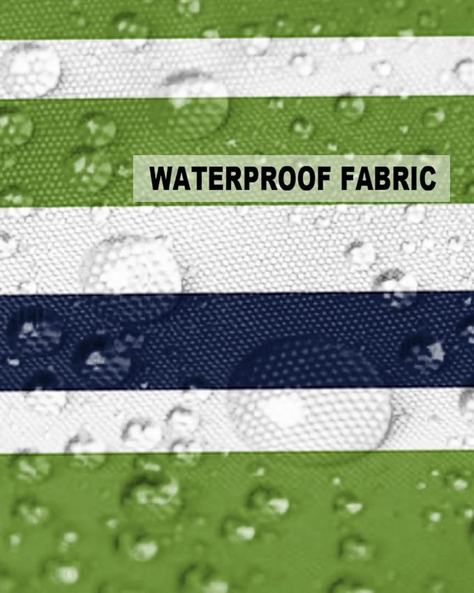 Outdoor Waterproof Throw Pillow Covers Set of 2 Navy Blue Green Stripes Decorative Outdoor Pillows Cushion Case 20x20 Inch Classic Striped Patio Pillows for Couch Sofa Bed Garden Office Home Decor