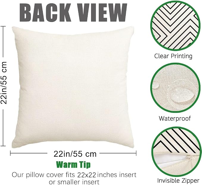 Outdoor Pillow Covers Waterproof,22x22 inch Black and Beige Boho Set of 4 | Color-Black and Beige,No Insert,Durable Polyester,Fit 22x22 inch Inserts or Smaller,for Patio Furniture Couch