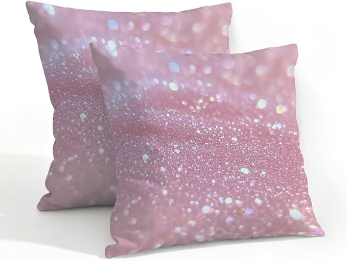 20x20 Inch Outdoor Pillow Covers Set of 2 Waterproof Throw Pillow Covers Decorative Couch Cushion Covers Pink Glitter Pattern Square Pillowcases Protectors for Patio Garden Sofa