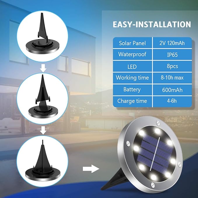 OULONGER 4.6inch Solar Ground Lights 12Packs, Garden Solar Outdoor Waterproof Pathway Bright In-Ground Landscape Lights for Patio, Lawn, Yard, Driveway, Step and Walkway(White Light)