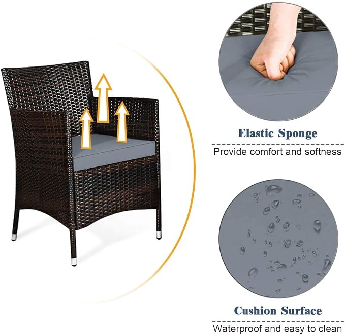 HAPPYGRILL 4 Pieces Patio Sofa Set Rattan Wicker Furniture Patio Conversation Set with Cushioned Sofa and Coffee Table for Outdoor Backyard Garden Poolside