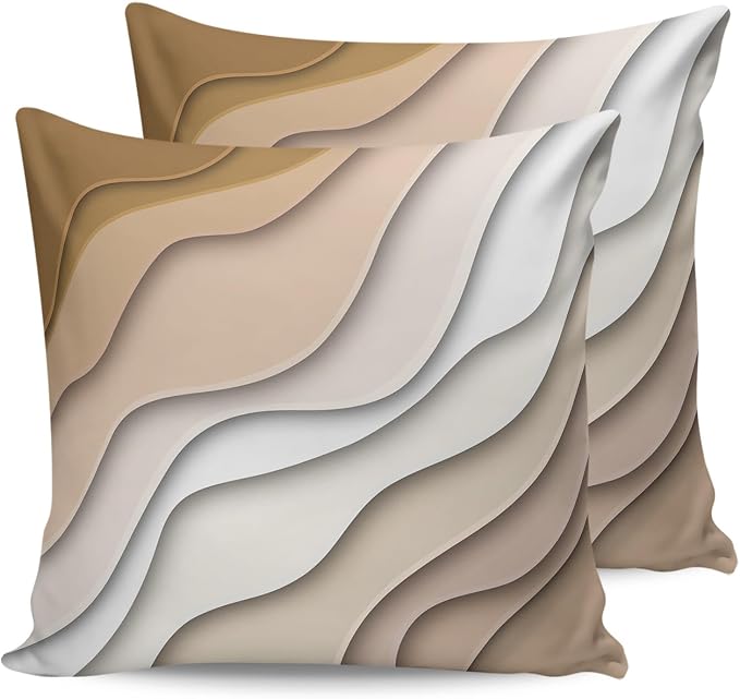 Outdoor Pillows 24x24 Waterproof Outdoor Pillow Covers Modern Wavy Ombre Gray Polyester Throw Pillow Covers Garden Cushion Decorative Case for Patio Couch Decoration Set of 2 Modern Geometric Stripes