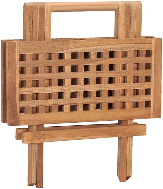 BOWERY HILL Contemporary 3-Piece Patio Dining Set, Solid Teak Wood in Polished Teak/Taupe Finish, Foldable Square Table with 2 Cushioned Chairs, Compact Outdoor Furniture for Garden or Small Spaces