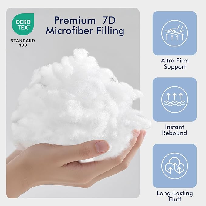 2 Pack 24x24 Outdoor Pillows, Water Resistant Throw Pillow Inserts | Square Waterproof Pillows, Decorative Pillow for Patio & Couch, Fluffy & Supportive, Convenient Zipper Design
