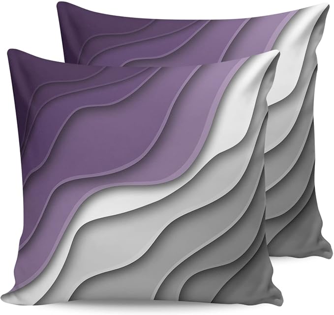 Outdoor Pillows 18x18 Waterproof Outdoor Pillow Covers Lavender Prple Grey Ombre Polyester Throw Pillow Covers Garden Cushion Decorative Case for Patio Couch Decoration Set of 2 Gradual Texture