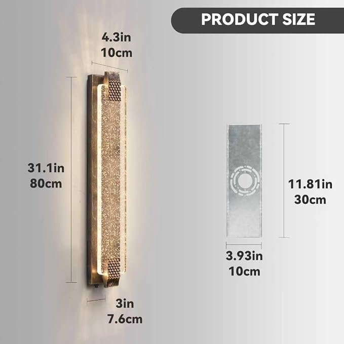 camuucci Dusk to Dawn Outdoor Wall Light,Sparkling Glow Porch Sconce | IP65 Waterproof Exterior LED Wall Light,Bubble Acrylic Design,31.1-Inch Front Door Light for Porch Patio,Bronze