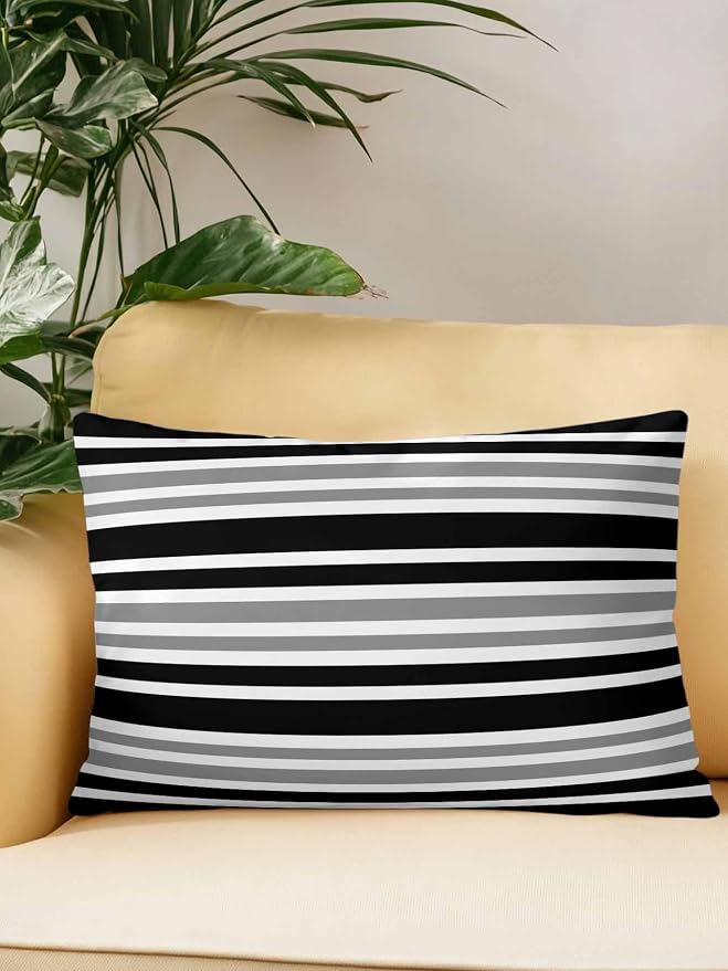 Outdoor Waterproof Throw Pillows Classic Gray Black Striped Patio Pillows,Decorative Pillow Covers with Insert,Pillow Cushion Case for Garden Couch Sofa Minimalist Lines