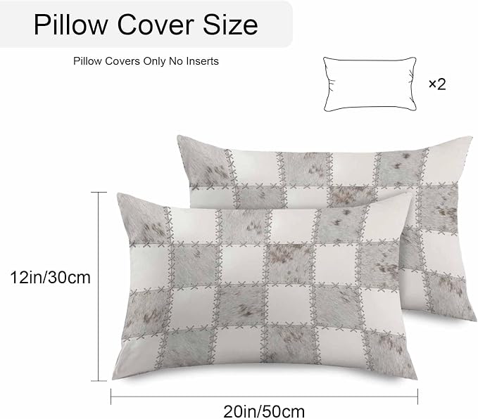 Cream Gray Checkered Outdoor Pillow Covers 20x12 Inch Lumbar Pillow Covers Set of 2 Waterproof Decorative Throw Pillow Cases Modern Farmhouse Plaid Fur Texture Cushion Covers for Patio Furniture