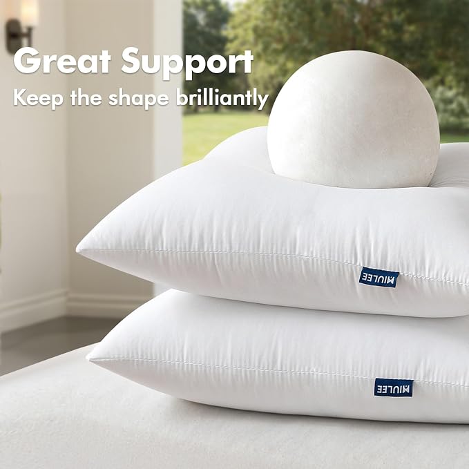 MIULEE 12x24 Inch Outdoor Pillow Insert Throw Pillow Insert | Water-Resistant Premium Lumbar Outdoor Pillow Stuffer Sham for Couch Sofa Patio Furniture Cushion Porch Swing