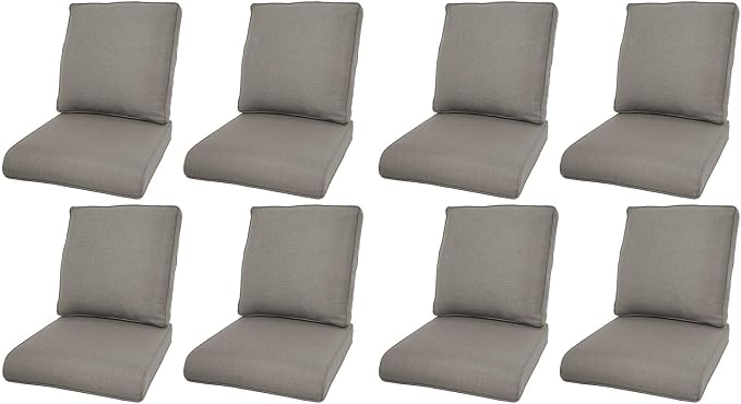 Luxury 22*24*4in Outdoor Patio Cushions, 8 Pieces Grey Outdoor Cushion | Water-Resistant, Reversible, Removable Cover, Stain-Resistant, for Patio Chairs Sofa Couch Loveseat
