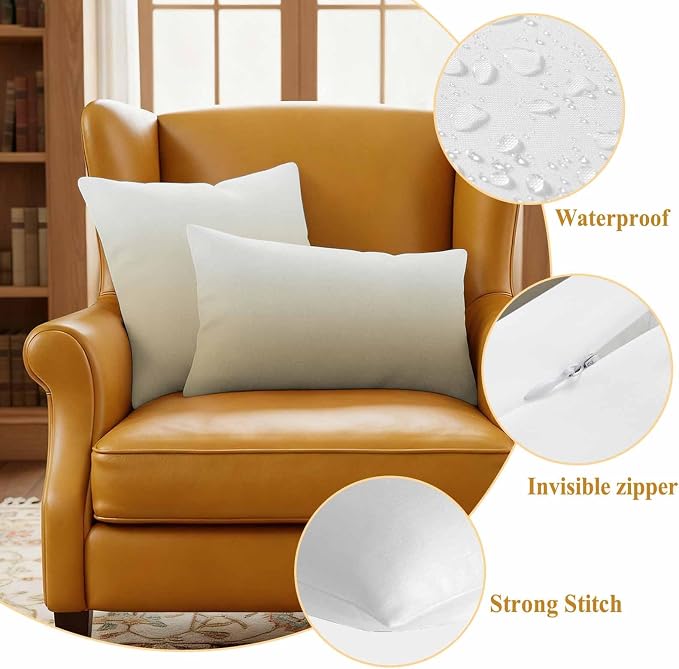 Farm Yellow Outdoor Waterproof Throw Pillow Covers Set of 2, 20"x20", Gradient Decorative Pillow Covers Outside Cushion Case for Patio Porch Garden