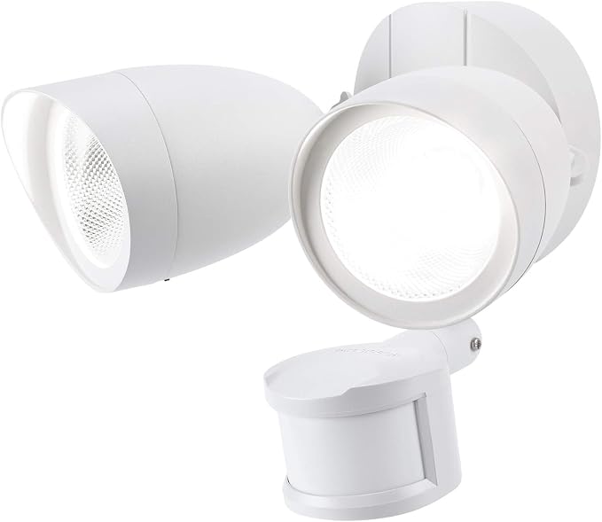 LEONLITE LED Security Light Outdoor Motion Sensor Dusk to Dawn 5000K White | Motion Flood Light for Outside, Dusk to Dawn, UL Listed, Adjustable Dual Heads, Wet Location, Daylight