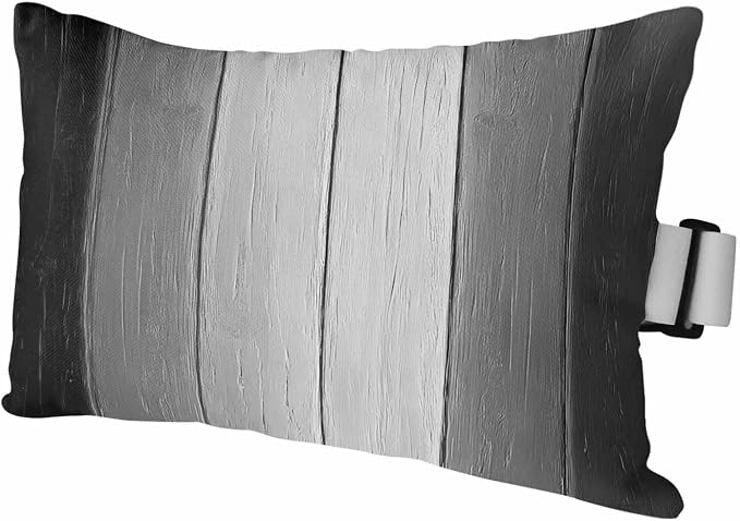 Black Gray Ombre Outdoor Pillows for Chaise Lounge Chair Waterproof Lumbar Pillows with Insert&Adjustable Strap Beach Headrest Pillow Vintage Country Wooden Recliner Neck Pillow for Patio Pool 11"x16"