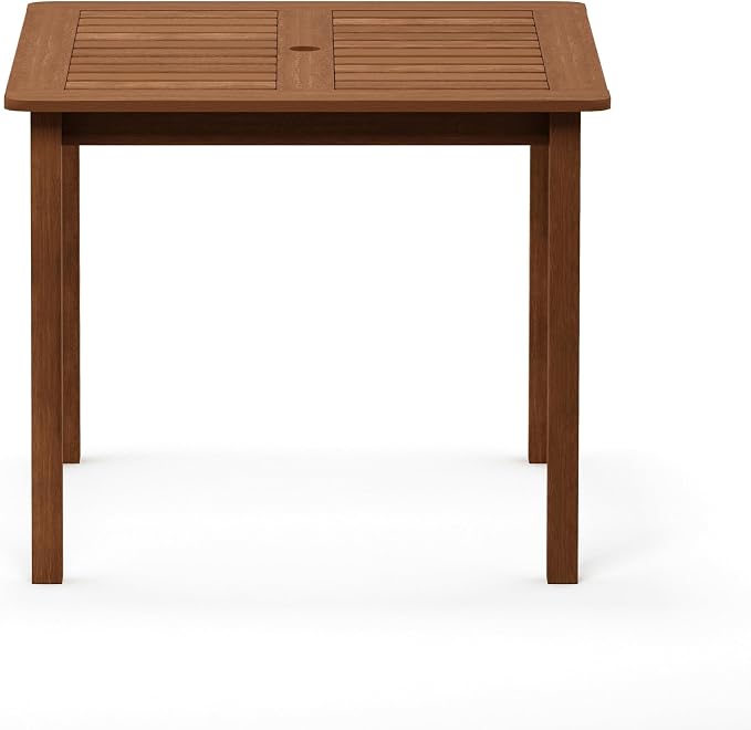Furinno TIOMAN Square Outdoor Patio Dining Table, Solid Hardwood Garden Table for Backyard, Deck, Balcony, Teak Oil Finish, Light Wood