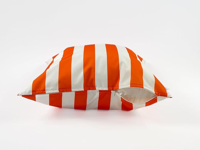 Pack of 2 Outdoor 20''x20'' Waterproof Orange Striped Throw Pillow Covers Decorative Square Cushion Patio Pillows for Patio Furniture (Orange Tiger)