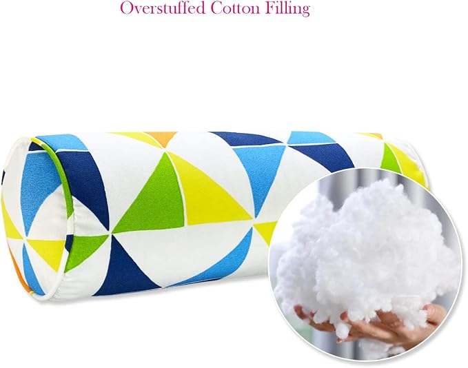 Outdoor Waterproof Decorative Bolster Pillows with Inserts for Patio Furniture, 20x6 Inch Fade Resistant Patio Garden Neck Roll Cushions for Couch Bed Sofa, Triangular Multi