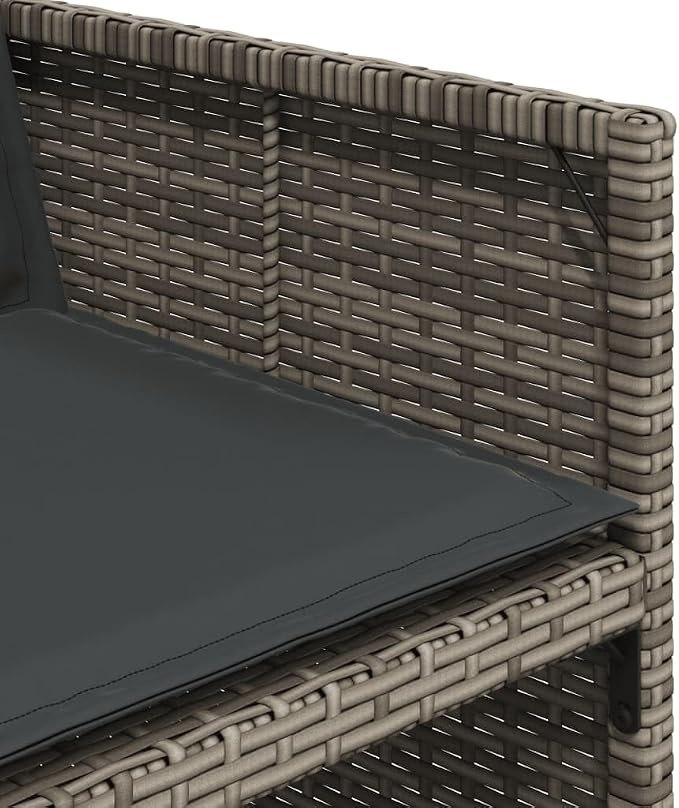 17 Piece Patio Dining Set with Cushions Gray Poly Rattan Outdoor Table and Chairs for 12 People Foldable Space Saving Aluminum Frame Tempered Glass UV Proof Garden Furniture Backyard Deck Poolside