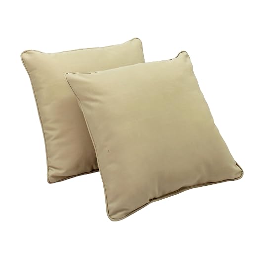 Factory Direct Partners Presidio 24" x 24" Square Decorative Throw Pillow Set with Piping for Indoor/Outdoor Furniture UV, Fade, Weather-Resistant Olefin Fabric (2-Pack) - Beige Sand, 13811-SD