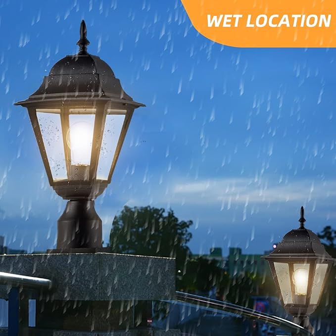 Windben Outdoor Post Light, Waterproof, 16.5in, Matte Black | Cast Aluminum Anti-Rust, Tempered Glass Panels, Comes with Pier Mount Base, For Garden, Yard, Driveway