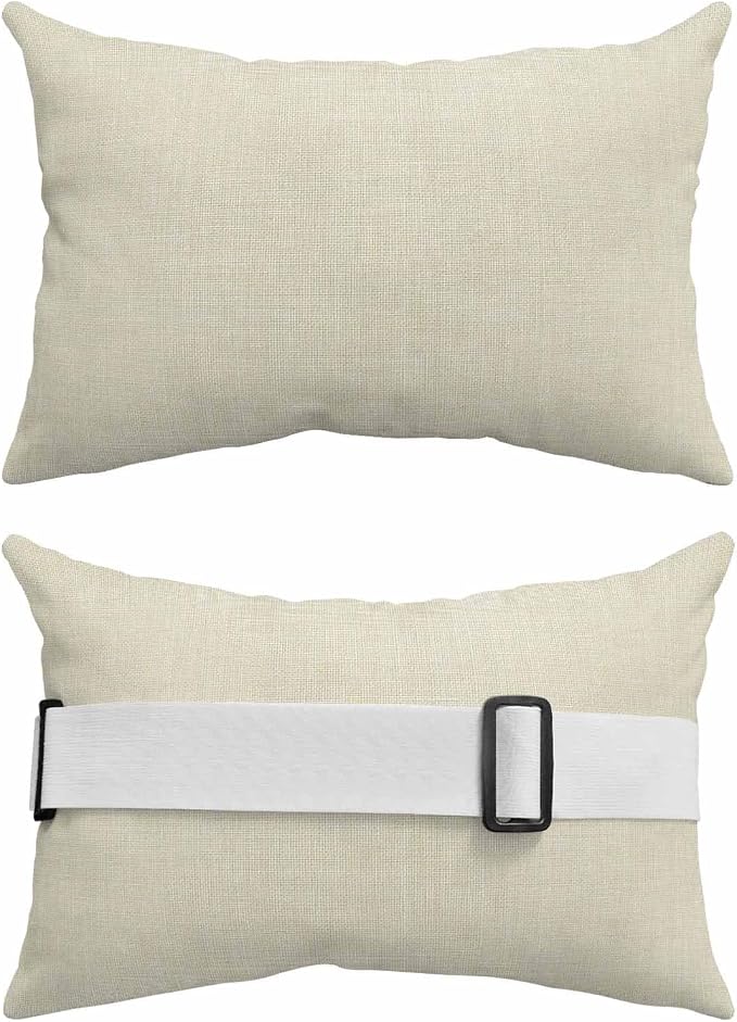 Outdoor Lumbar Pillow Set of 2, Beige Waterproof Beach Headrest Pillow with Inserts, Modern Minimalist Linen Pure Color Recliner Throw Pillows for Patio Furniture, 11 x 16