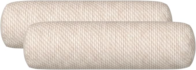 RSH DECOR: Sunbrella Neck Roll Pillows Set of 2 | 24” x 8” | Outdoor Bolster for Patio, Deck, Porch, or Poolside Chairs | Fade & Water-Resistant | Made in USA (Cozy Quilt Bright White)