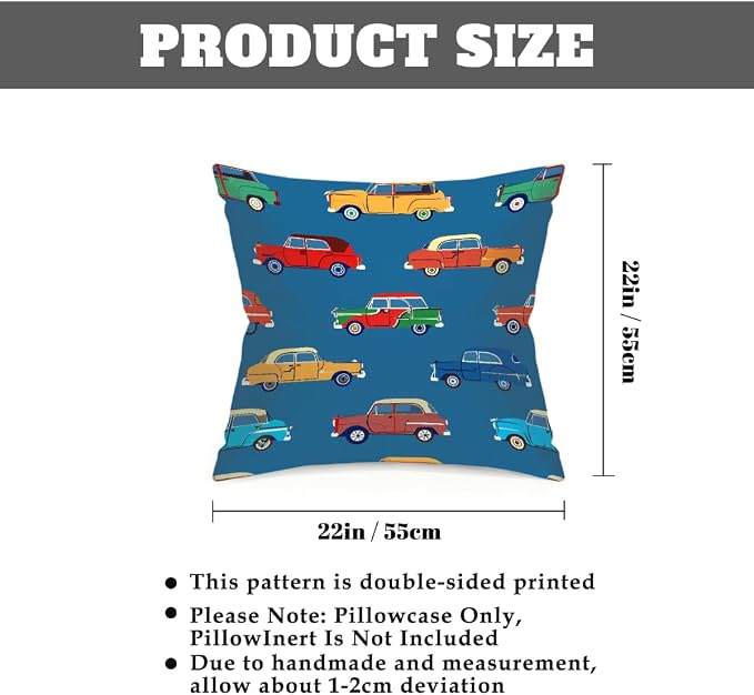 22x22 Inch Outdoor Pillow Covers Set of 2 Waterproof Throw Pillow Covers Decorative Couch Cushion Covers Colorful Car Square Pillowcases Protectors for Patio Garden Sofa
