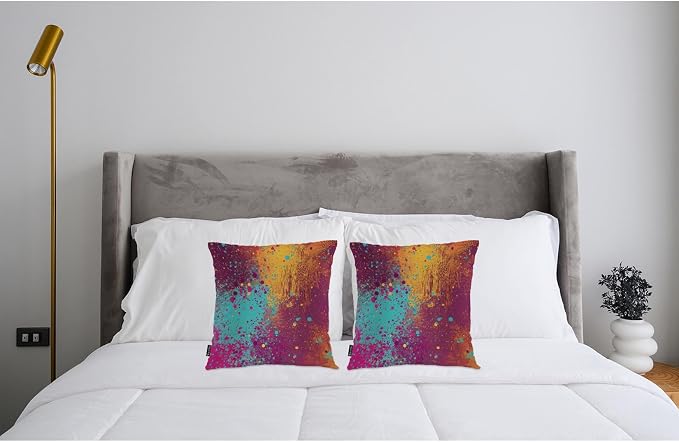 Swono Abstract Art Throw Pillow Case, Graffiti Rainbow Stain Marble Square Home Decorative Cushion Cover for 18 X 18 Inches Pillow Covers, 2 Pack Pillowcases for Bedroom Office Dorm Couch