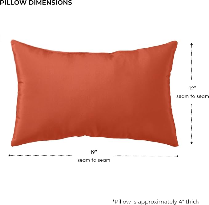 Set of 2 Outdoor Throw Pillows 19 x 12 Inch – Reversible Rectangle Patio Accent Pillows – Weather-Resistant Polyester Fabric – Eco-Friendly Recycled Polyfiber Fill – Rust