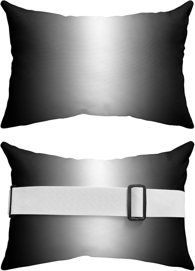 Pack of 4 Outdoor Lumbar Pillow Covers 11x16 Inch, Black Grey Ombre Waterproof Throw Pillow Covers Set, Aesthetics Modern Abstract Art Gradient Decorative Cushion Cases for Patio Porch Car