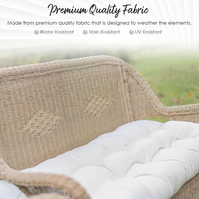 RSH DECOR: Tufted U-Shapes & Lumbars 2 of Each | 22" x 22” & 20" x 12" | Water-Resistant Spun Fabric | Outdoor Wicker Cushions & Support Pillows for Patio Furniture | Gray/Grey