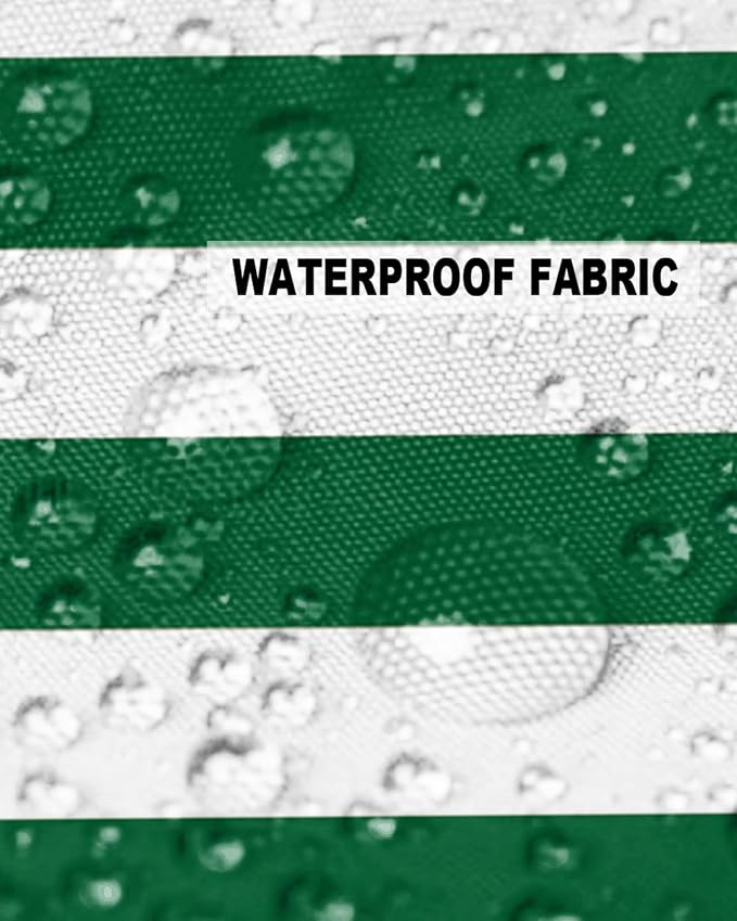 Outdoor Pillow Covers Set of 2, Green White Geometric Striped Decorative Waterproof Throw Pillowcase Xmas Color Striped Cotton Linen Soft Cozy Cushion Cover Pillowsham 16x16In