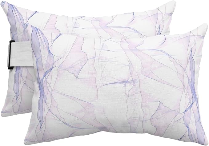 Outdoor Pillows Covers with Inserts Abstract Purpler Gradient Marble Texture Waterproof Recliner Pillow with Adjustable Strap Throw Pillows for Patio Furniture Pool Lounge Chair, 11x16 inch, 2PCS