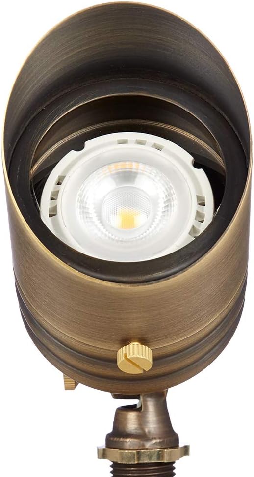 VOLT Fat Boy 12V Brass Outdoor Spotlight (Bronze) for Landscape Lighting | Lamp Ready, Low Voltage Uplight for Yard, Lawn, Garden, Patio, Trees & House