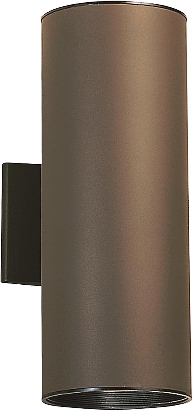Kichler Cylinders 15" 2-Light Outdoor Cylinder Wall Sconce in Architectural Bronze, (15" H x 5.75 W), 9246AZ
