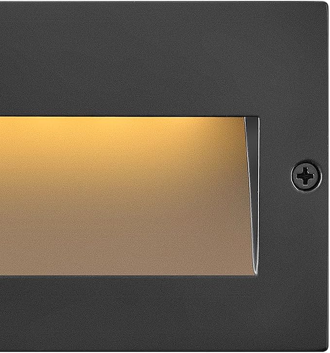 Hinkley Taper 12V Integrated LED Horizontal Step Light, Satin Black Finish | Recess Mount, Deck Light, Low Voltage, Landscape, Etched Glass, ADA, Outdoor, Aluminum, Wiring Kit Included, Easy Install