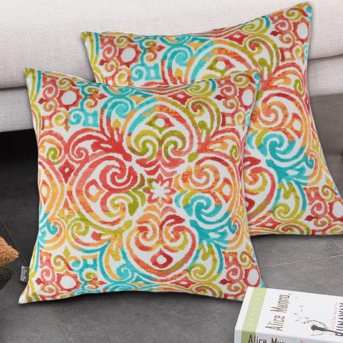 Outdoor Pillow Covers 18x18 Inch Pack of 2, No Insert-Corinthian Dapple | Square Throw Pillow Covers, Water-Repellent, Modern Pillow Cases for Sofa Patio Couch Decoration