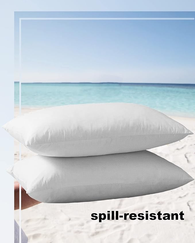 White Lumbar Pillow Covers 12 x 20 Inches, Modern Simple White Backdrop Waterproof Throw Pillow Cover Set of 2, Home Decorative Rectangle Cushion Covers for Patio/Tent/Couch/Garden