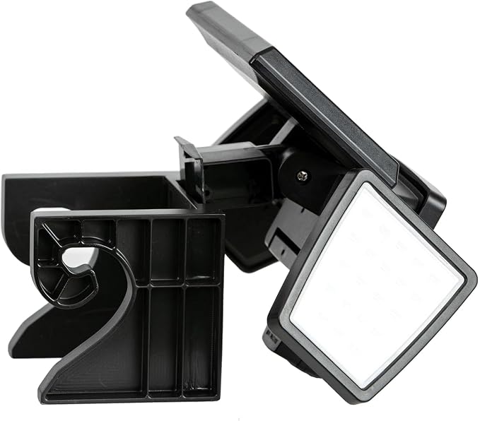 Insert Solar Lights AMS1971 1,000 Lumens Motion-Activated Triple-Head Solar-Powered Security Light with Tool-Free Gutter Mount Bracket (Black)