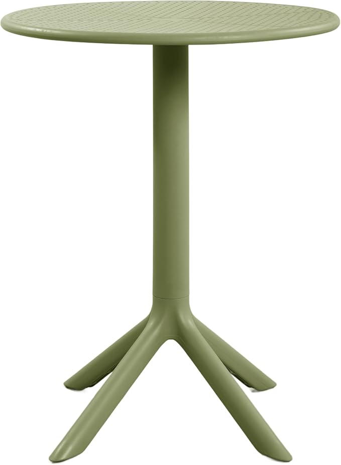 Christopher Knight Home Elshore Patio Bistro Table, Outdoor Plastic Round Table with Pedestal Base, Compact Bistro Table for Garden/Balcony/Poolside, Modern Coffee Table, Accent Table, Sage Green