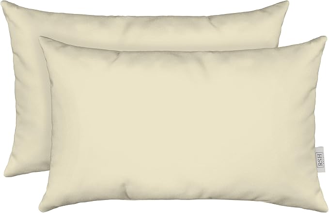 RSH DECOR: Sunbrella Lumbar Throw Pillows Set of 2 | 20" x 12" | Water and Fade-Resistant Performance Fabric | Outdoor Pillow Covers with Down-Alternative Inserts | Canvas Canvas