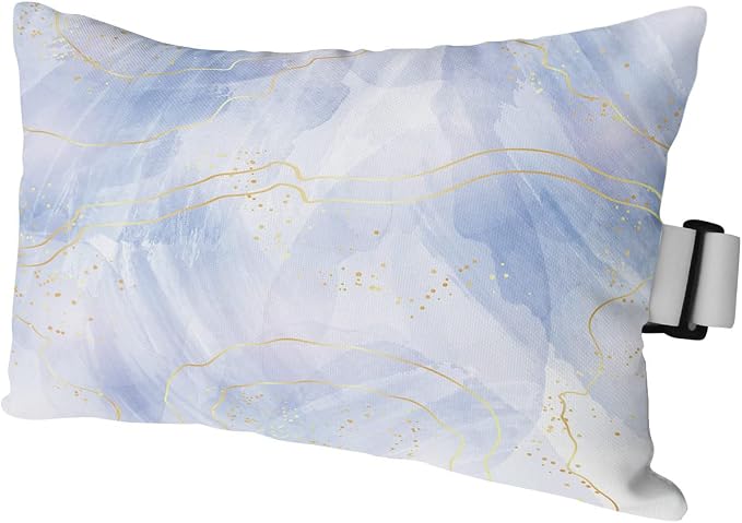 Outdoor Pillows Covers with Inserts Abstract Art Ombre Blue Marble Golden Line Texture Waterproof Pillow with Adjustable Strap Throw Pillows for Patio Furniture Recliner Lounge Chair, 12x20 inch, 1PCS