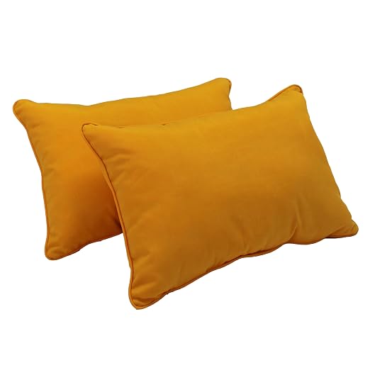 Factory Direct Partners Presidio 16" x 24" Lumbar Decorative Throw Pillow Set with Piping for Indoor/Outdoor Furniture UV, Fade, Weather-Resistant Olefin Fabric (2-Pack) - Marigold, 13813-117