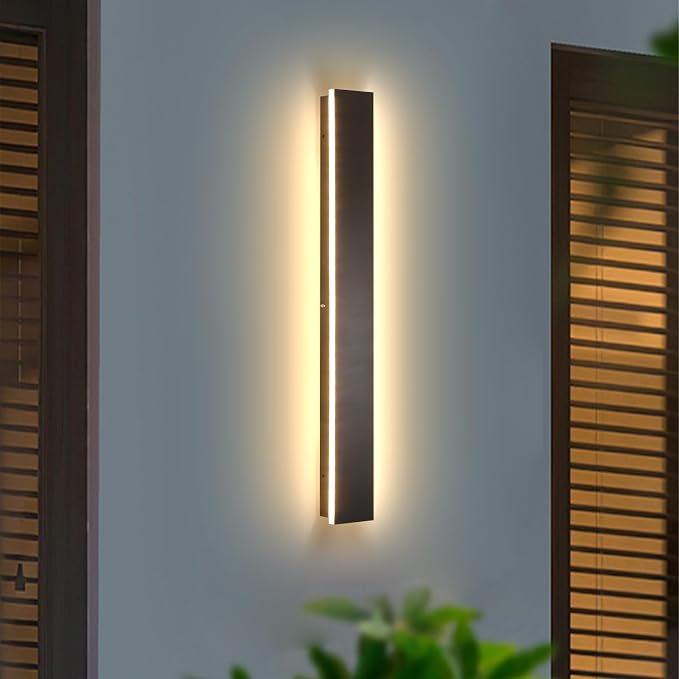 AioTio Modern Outdoor Wall Light for House,23.6inch Black LED Exterior Wall Sconces Lighting Fixtures, Outdoor Porch Light Fixture 3000K Long Linear Wall Light Outside Lighting for Patio,Garage