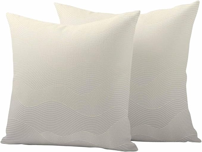 Abstract Gradient Outdoor Waterproof Throw Pillow Covers Set of 2, 16"x16", Line Art Decorative Pillow Covers Outside Cushion Case for Patio Porch Garden