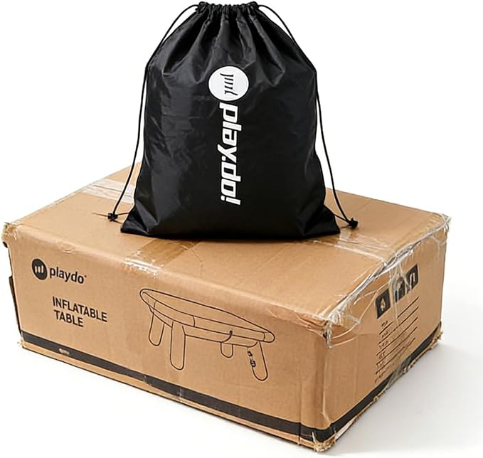 PlayDo Air Chair and Table Portable Blow Up Picnic Table Inflatable Camp Seats with Back Durable Camping Outdoor Furniture Lightweight Waterproof Stool with Back Support (Table)