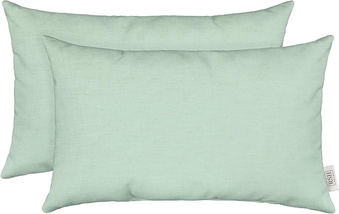 RSH DECOR: Sunbrella Lumbar Throw Pillows Set of 2 | 20" x 12" | Water and Fade-Resistant Performance Fabric | Outdoor Pillow Covers with Down-Alternative Inserts | Canvas Spa