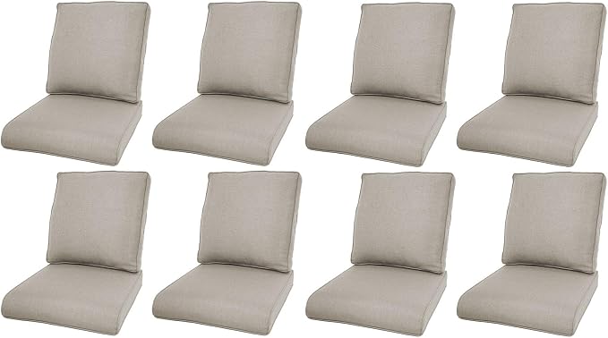 Luxury 22*24*4in Outdoor Patio Cushions, 8 Pieces Beige Outdoor Cushion | Water-Resistant, Reversible, Removable Cover, Stain-Resistant, for Patio Chairs Sofa Couch Loveseat